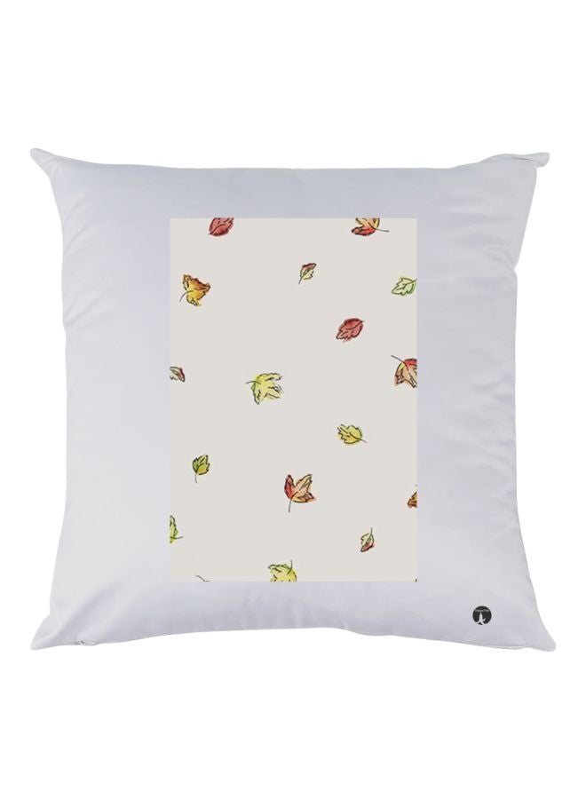 بي بي وسادة مزينة بطبعة أوراق الشجر بني/أصفر/أبيض 30x30سم