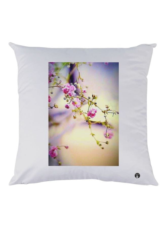 BP Floral Printed Decorative Throw Pillow White/Pink/Green 30x30cm