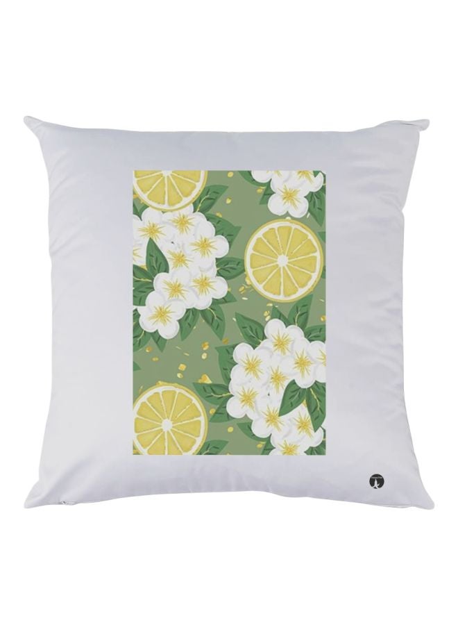 بي بي وسادة زينة بطبعة زهور وليمون أبيض/أخضر/أصفر 30x30سم