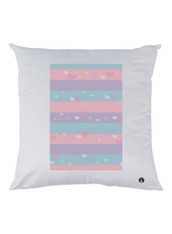 بي بي وسادة زينة بطبعة قلوب أبيض / وردي / أزرق 30x30سم