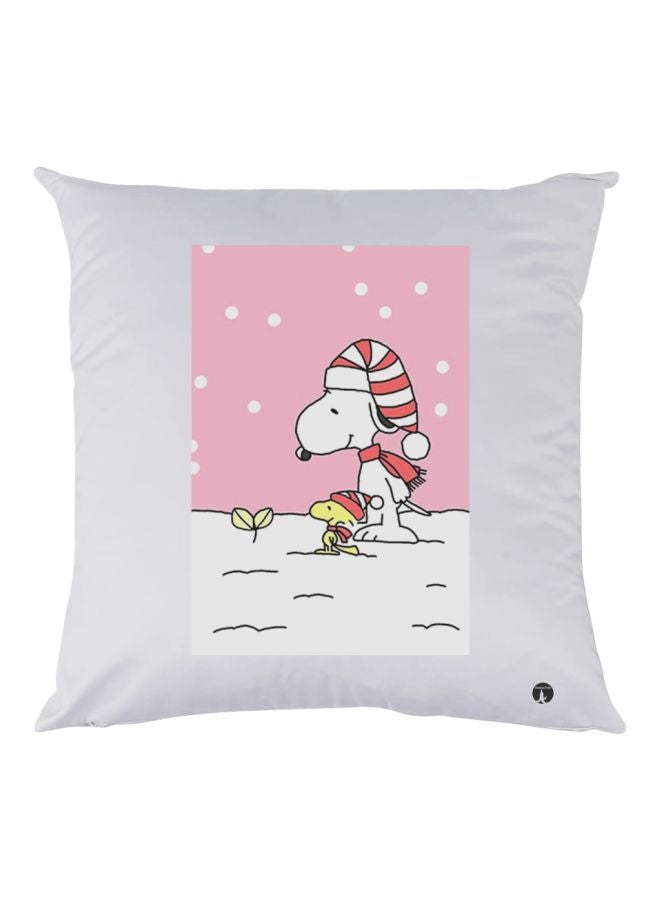 BP Snoopy Printed Decorative Throw Pillow White/Pink/Black 30x30cm