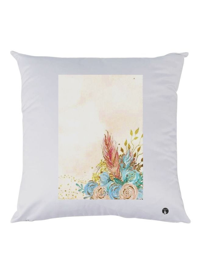 بي بي وسادة ديكور مزينة بطبعة زهور أبيض/أزرق/وردي 30x30سم