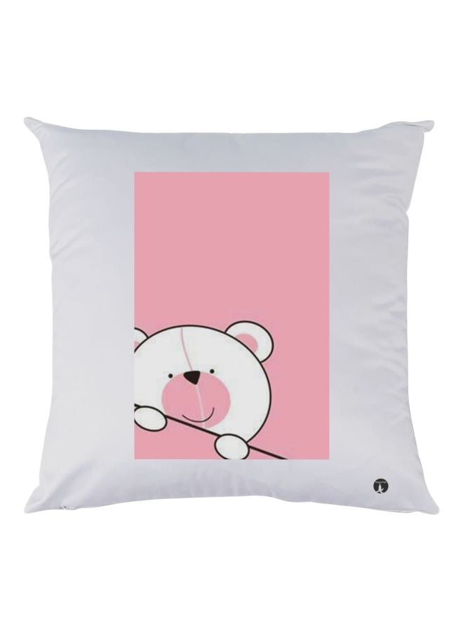 BP Bear Printed Decorative Throw Pillow White/Pink/Black 30x30cm