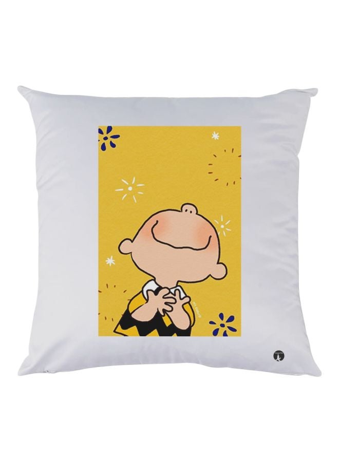 BP Cartoon Printed Decorative Throw Pillow White/Yellow/Black 30x30cm