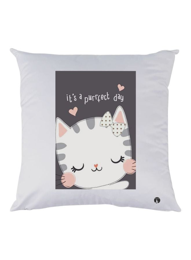 BP Cats Printed Throw Pillow White/Black/Pink 30x30cm