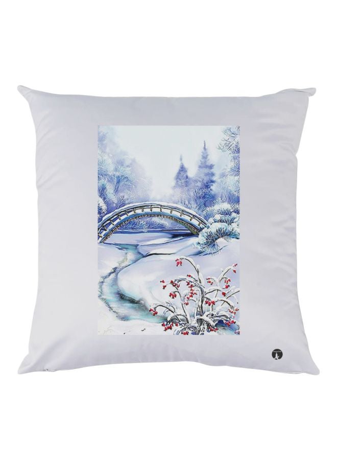 BP Bridge Printed Throw Pillow White/Blue/Red 30x30cm