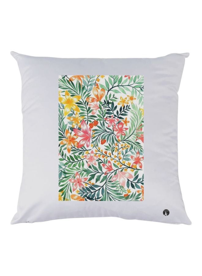 بي بي غطاء وسادة مطبوع عليه زهور أبيض/أخضر/أحمر 30x30سم