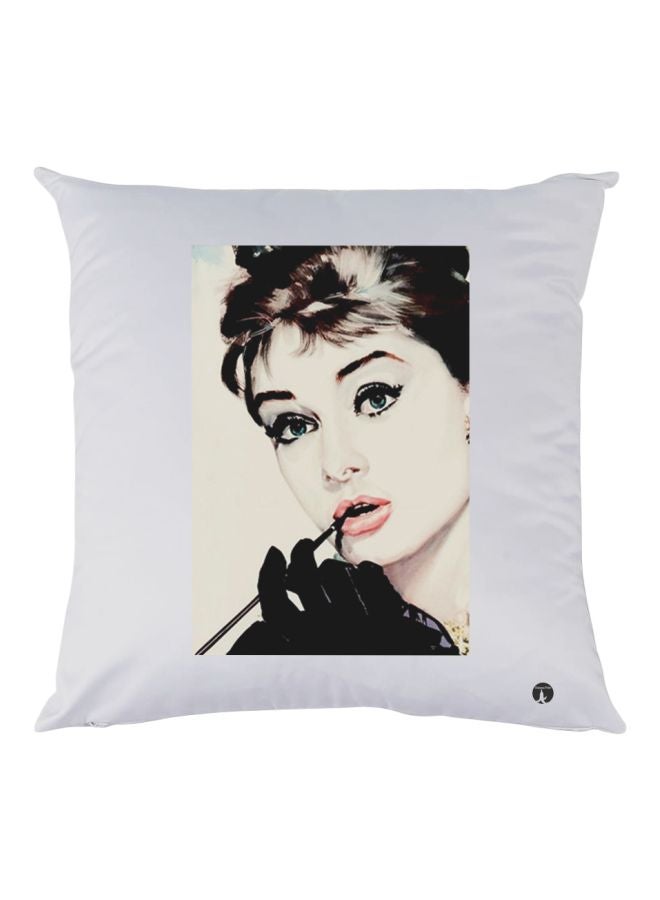 BP Girl Printed Throw Pillow White/Black/Beige 30x30cm
