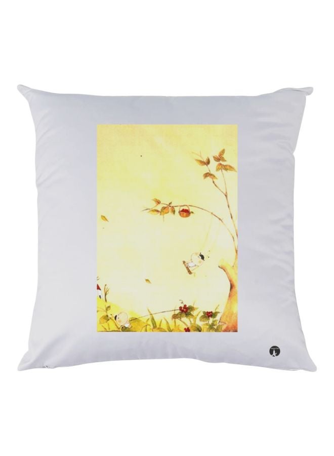 BP Floral Printed Throw Pillow White/Yellow/Green 30x30cm