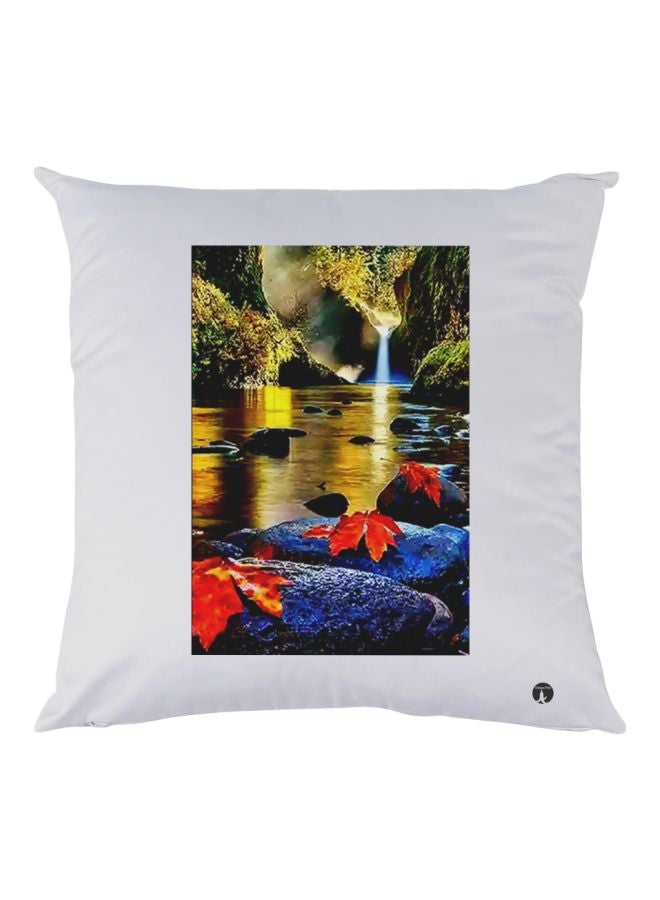 بي بي وسادة زينة بطبعة على شكل سمكة أبيض / أسود / أزرق 30x30سم