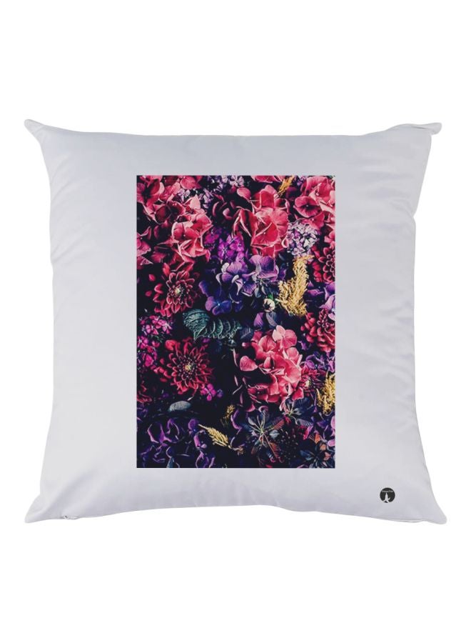BP Floral Printed Throw Pillow White/Pink/Blue 30x30cm 