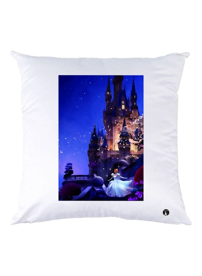 بي بي وسادة زينة بطبعة قلعة أبيض/ أزرق/ أسود 30x30سم