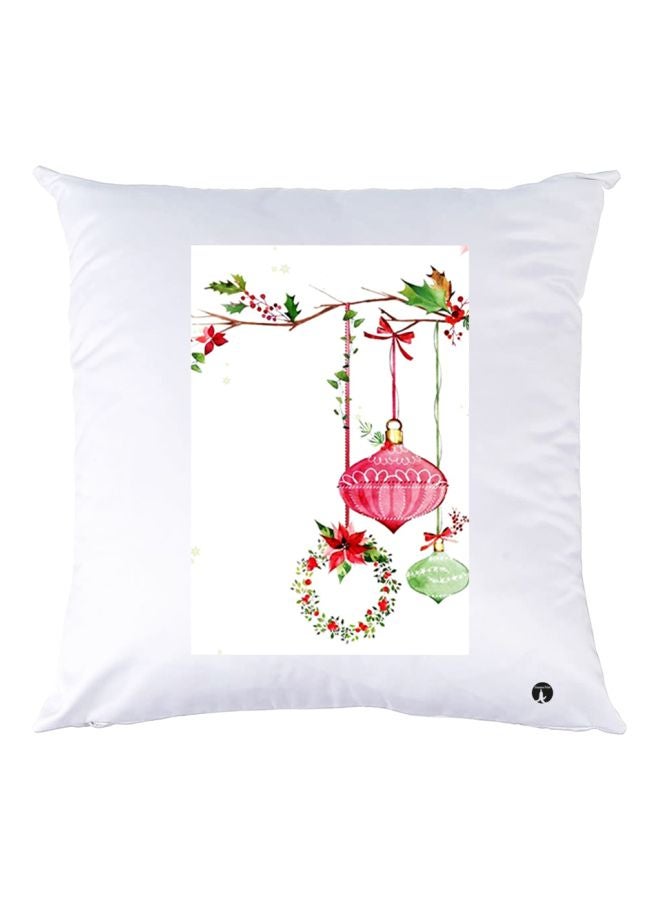 بي بي وسادة زينة بطبعة مصباح أبيض/وردي/أخضر 30x30سم