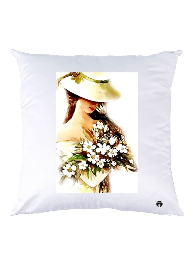 بي بي وسادة زينة بطبعة فتاة أبيض/بيج/بني 30x30سم