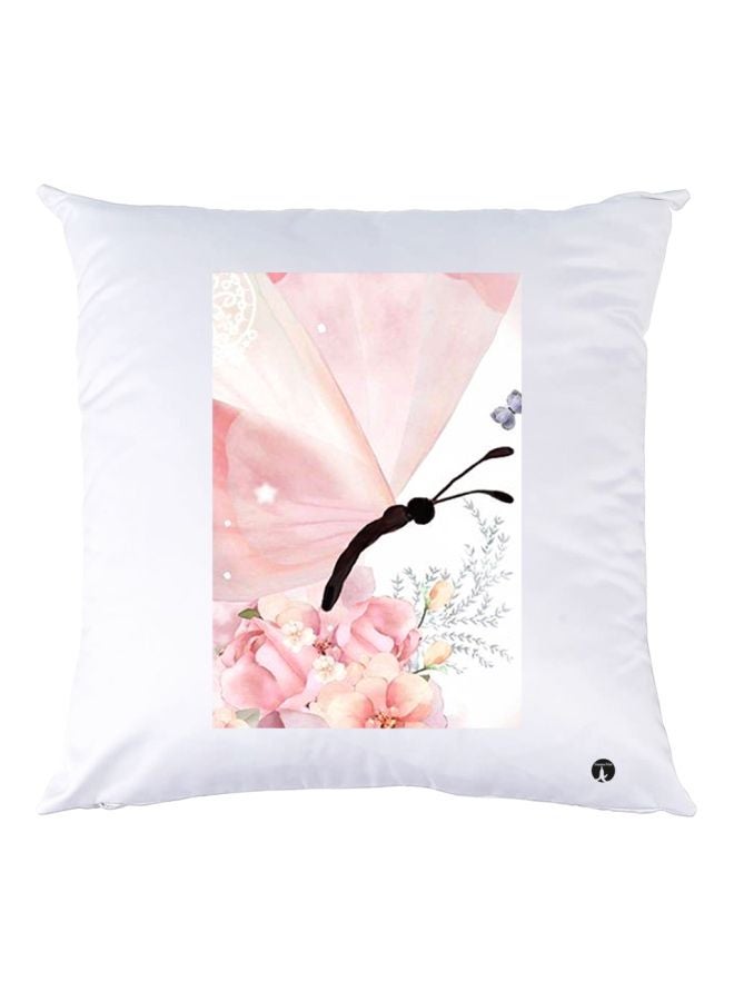 BP Insect Printed Throw Pillow White/Pink/Brown 30x30cm