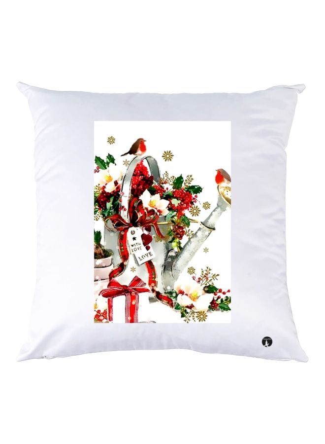 BP Printed Throw Pillow White/Red/Green 30x30cm