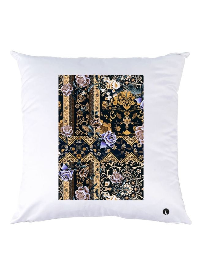 BP Floral Printed Throw Pillow White/Black/Purple 30x30cm
