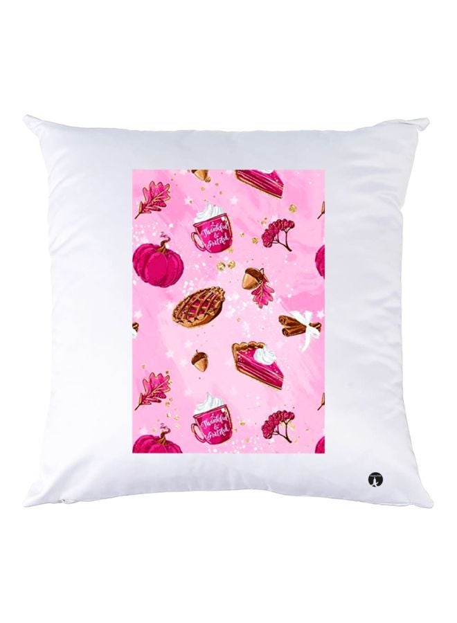 بي بي وسادة زينة بطبعة طعام أبيض/وردي/بني 30x30سم