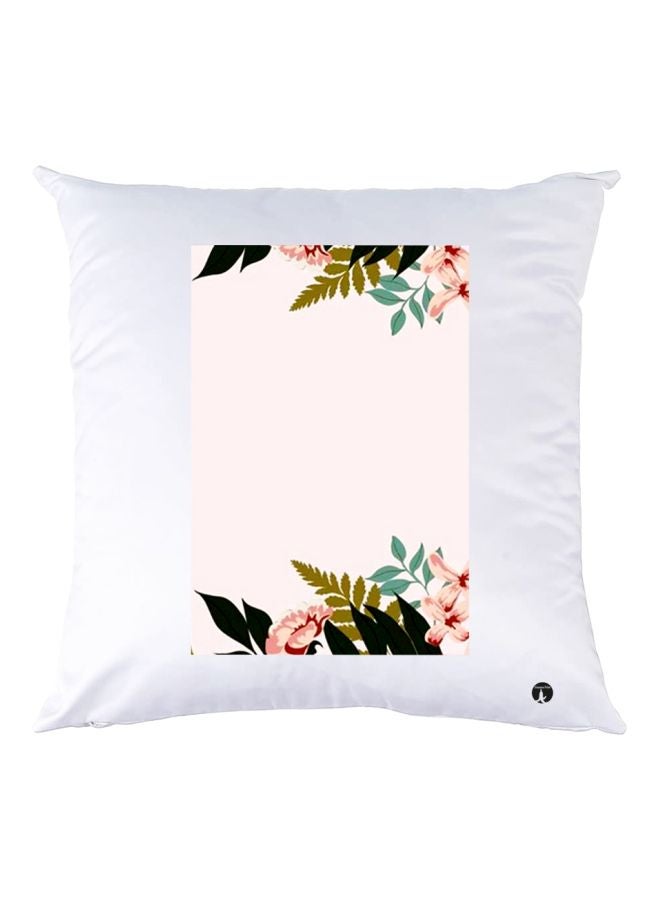 بي بي وسادة ديكور بطبعة أوراق شجر أبيض/وردي/أخضر 30x30سم