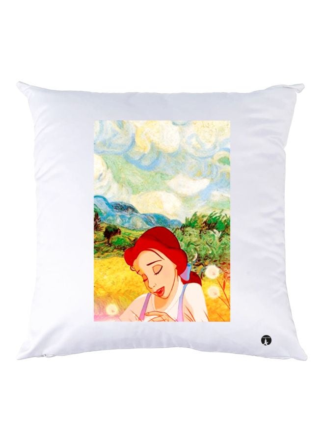 BP Cartoon Printed Throw Pillow White/Yellow/Green 30x30cm