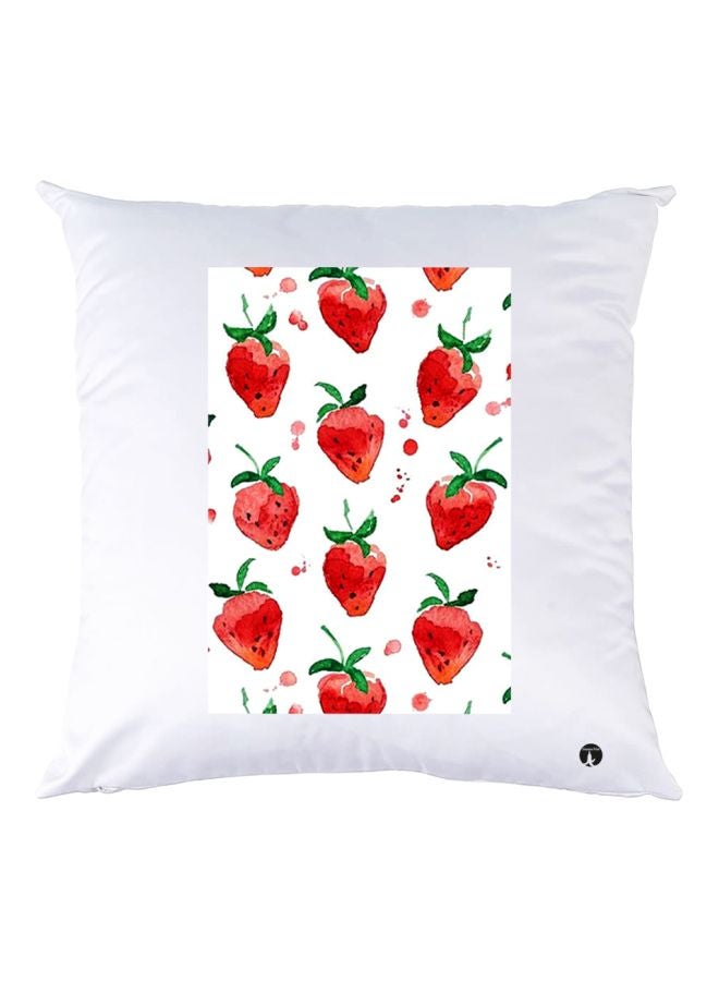 بي بي وسادة زينة بطبعة فراولة أبيض/أحمر/أخضر 30x30سم