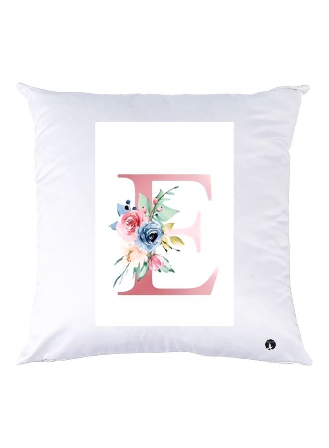 بي بي وسادة زينة مطبوع عليها حرف E أبيض / وردي / أزرق 30x30سم