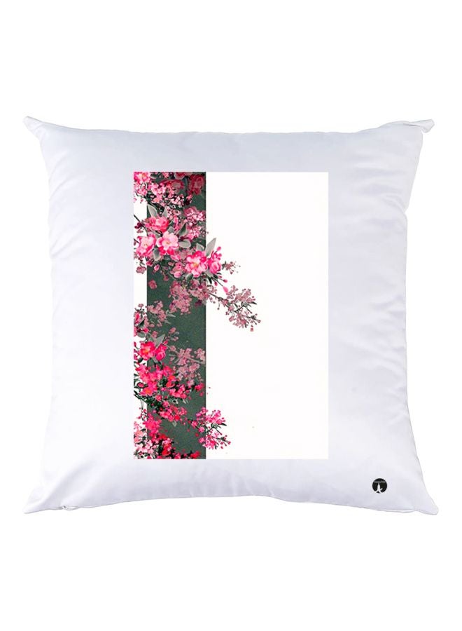 BP Floral Printed Throw Pillow White/Pink/Green 30x30cm