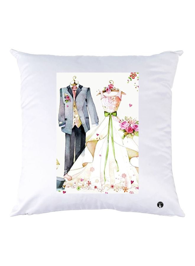 بي بي وسادة زينة مطبوع عليها فستان أبيض/أسود/أخضر 30x30سم