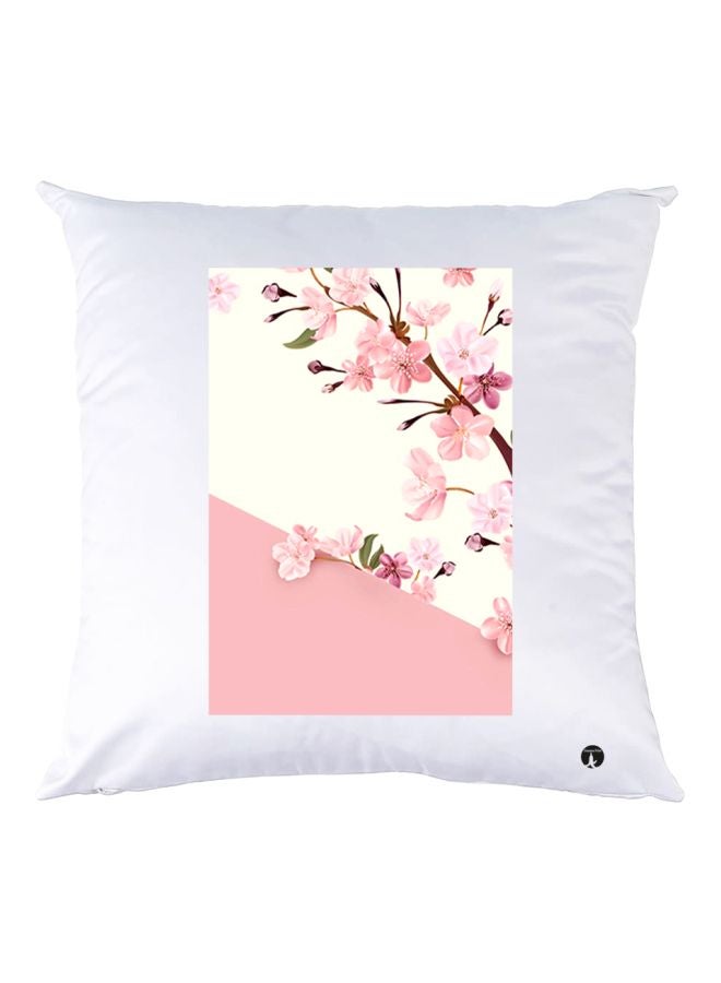 BP Floral Printed Throw Pillow White/Pink/Brown 30x30cm