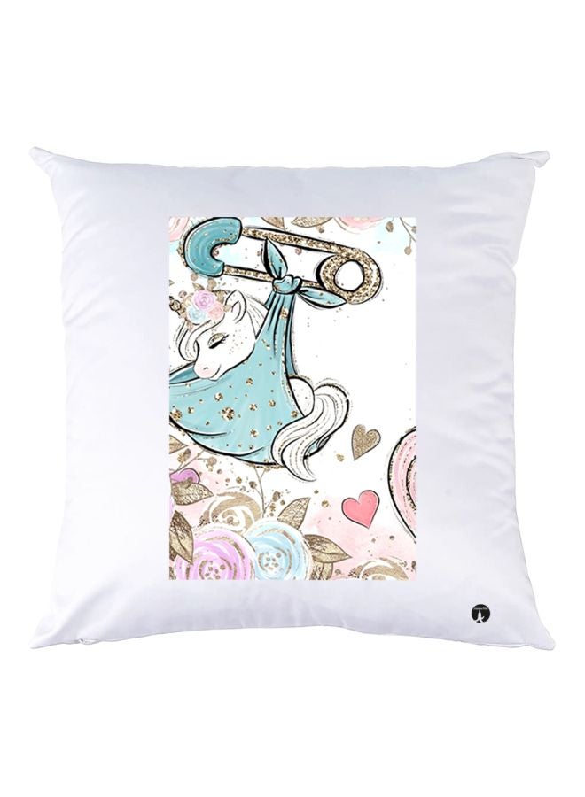 BP Cartoon Printed Throw Pillow White/Pink/Blue 30x30cm