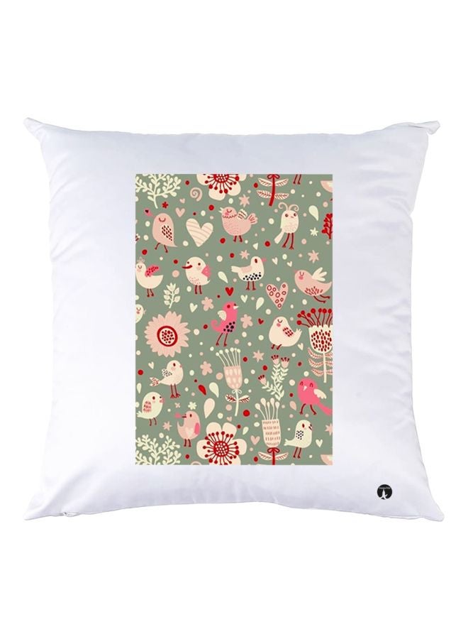 BP Cartoon Printed Throw Pillow White/Grey/Pink 30x30cm