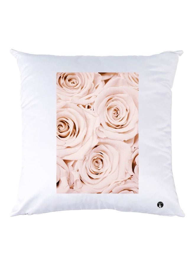BP Rose Printed Throw Pillow White/Beige 30x30cm