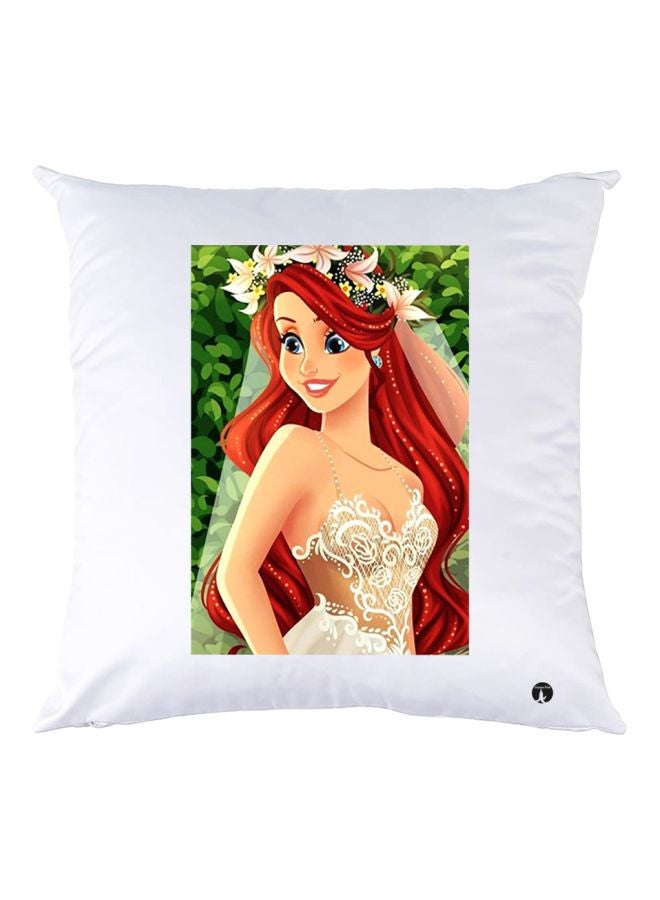 بي بي وسادة زينة مزينة بطبعة رسومات كرتونية أبيض/أحمر/بيج 30x30سم