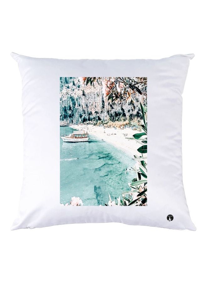 بي بي وسادة زينة بطبعة شاطئ بحر أبيض/أزرق/أخضر 30x30سم