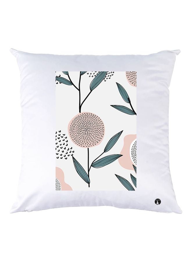 بي بي وسادة زينة بطبعة أزهار أبيض/بيج/أزرق 30x30سم