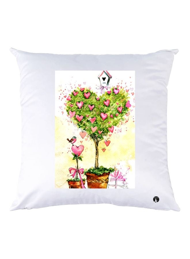 بي بي وسادة زينة بطبعة شجرة تعبر عن الحب وردي/أخضر/أبيض 30x30سم