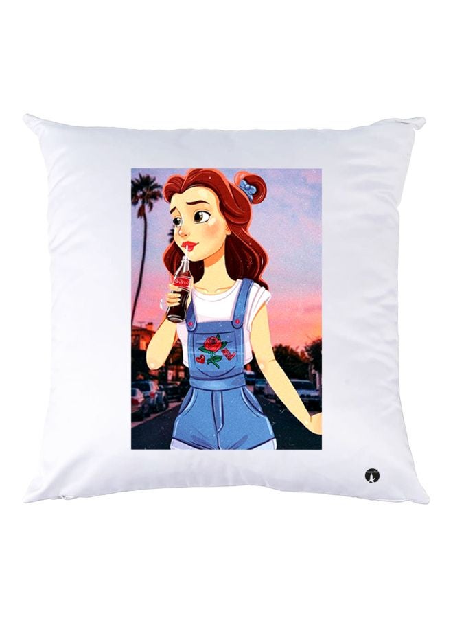 BP Girl Printed Throw Pillow White/Brown/Beige 30x30cm