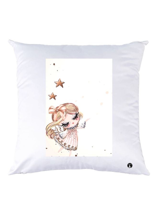 BP Cartoon Printed Throw Pillow White/Beige/Pink 30x30cm