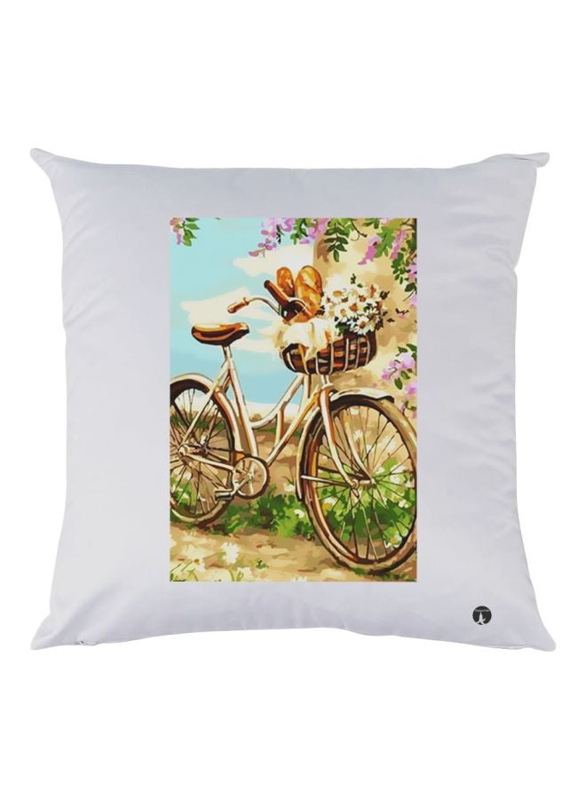 BP Cycle Printed Throw Pillow White/Beige/Green 30x30cm
