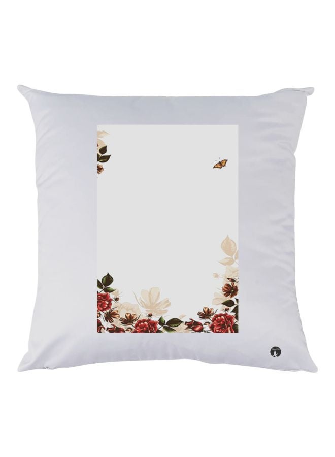 بي بي وسادة زينة مطبوع عليها رسمة زهرة أبيض/أحمر/أخضر 30x30سم