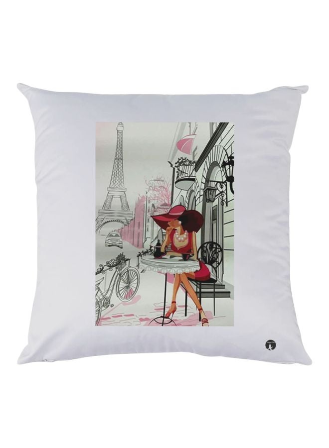 بي بي وسادة زينة مطبوعة أبيض/رمادي/أحمر 30x30سم