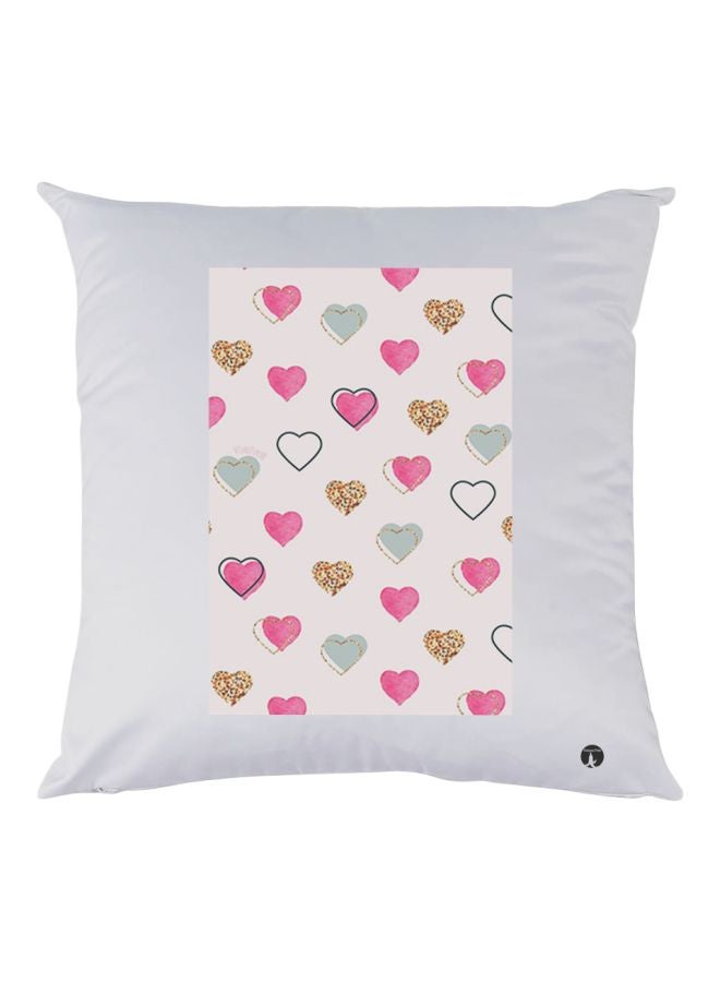 بي بي وسادة زينة مزينة بطبعة على شكل قلوب أبيض/وردي/رمادي 30x30سم