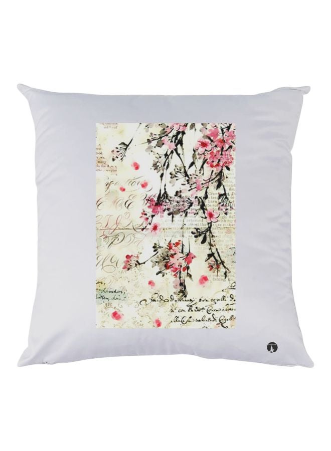 BP Flowers Printed Throw Pillow White/Pink/Red 30x30cm