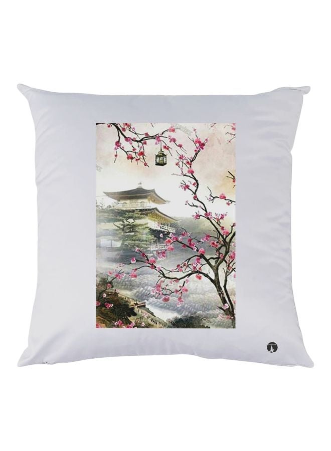 BP Scenery Printed Pillow White/Beige/Pink 30x30cm