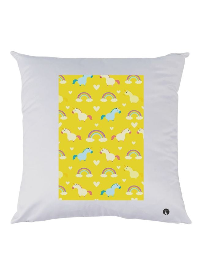 بي بي وسادة مطبوع عليها رسومات كرتونية أبيض/أصفر/أزرق 30x30سم