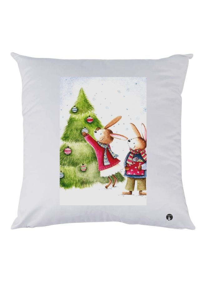 بي بي وسادة مطبوع عليها رسومات كرتونية وردي/أخضر/أبيض 30x30سم