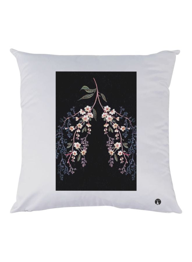 BP Flowers And Leaves Printed Pillow White/Black/Pink 30x30cm