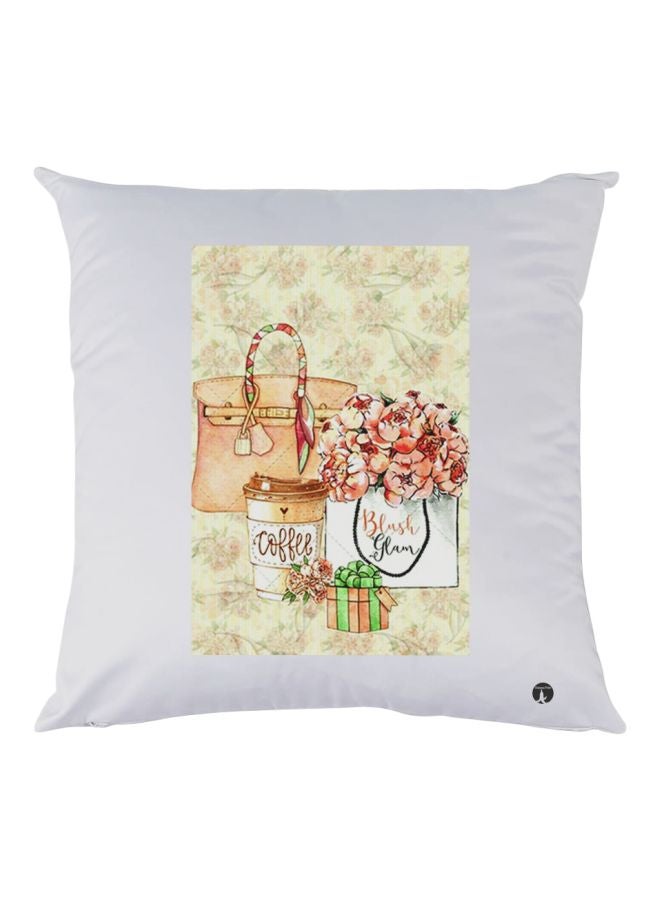بي بي وسادة زينة بطبعة هدايا أبيض/ أصفر/بيج 30x30سم