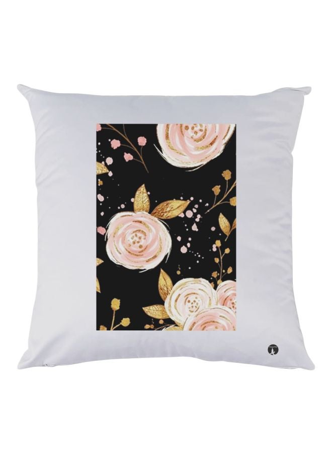 BP Flowers Printed Pillow White/Black/Pink 30x30cm