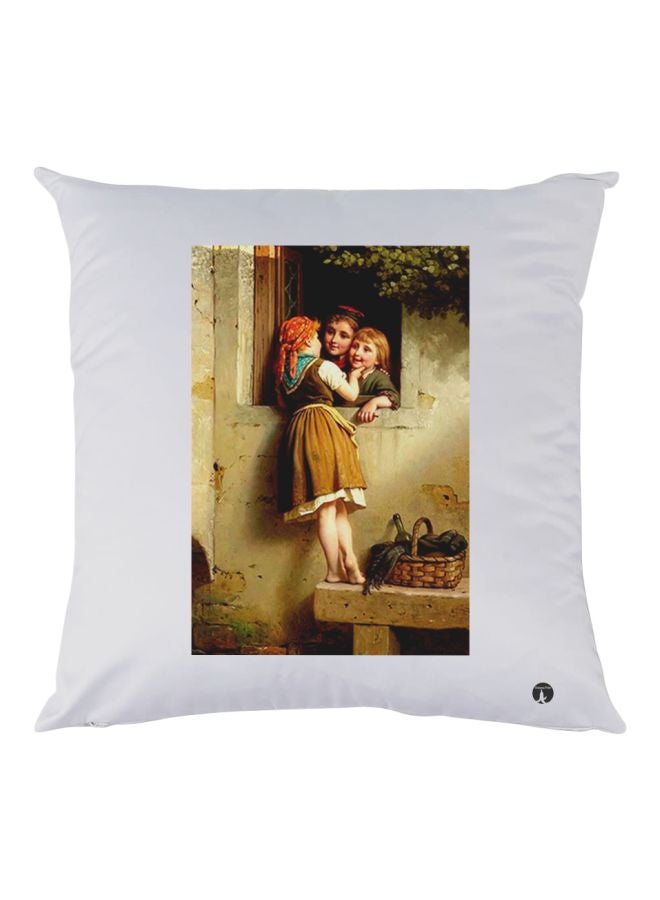 بي بي وسادة بطبعة أنمي بني/أصفر/أبيض 30x30سم